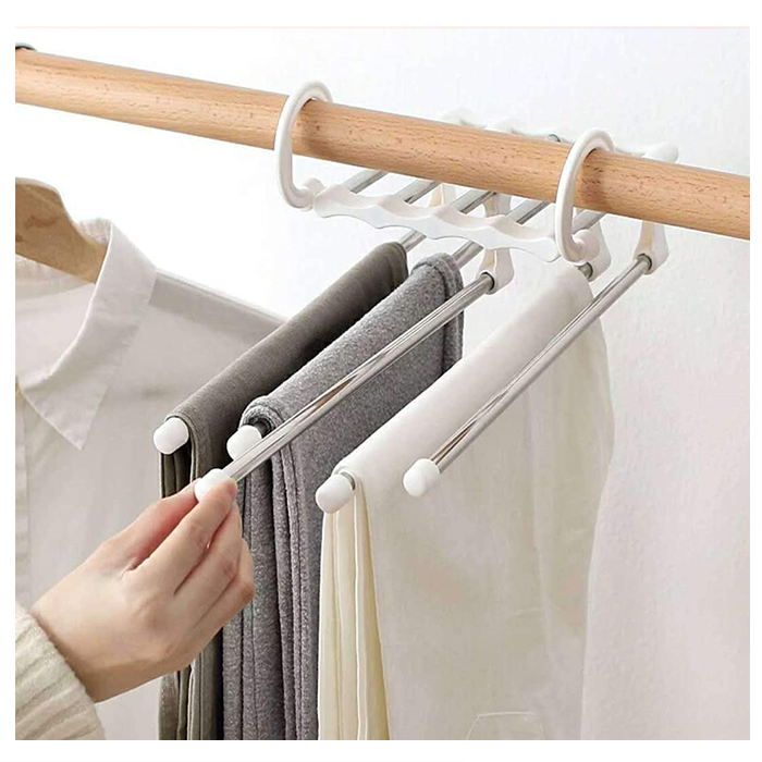 5 in 1 Pant Hanger for Clothes Organizer Multifunction Shelves Closet  Storage Organizer Stainless Steel Magic Trouser Hangers - China 5 in 1 Pant  Hanger and Multifunctional Hanger price | Made-in-China.com