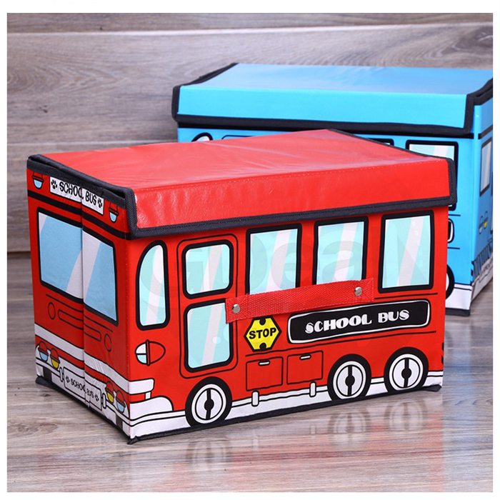 Buy Foldable Waterproof Cute Cartoon School Bus Shape Storage Box Toys ...