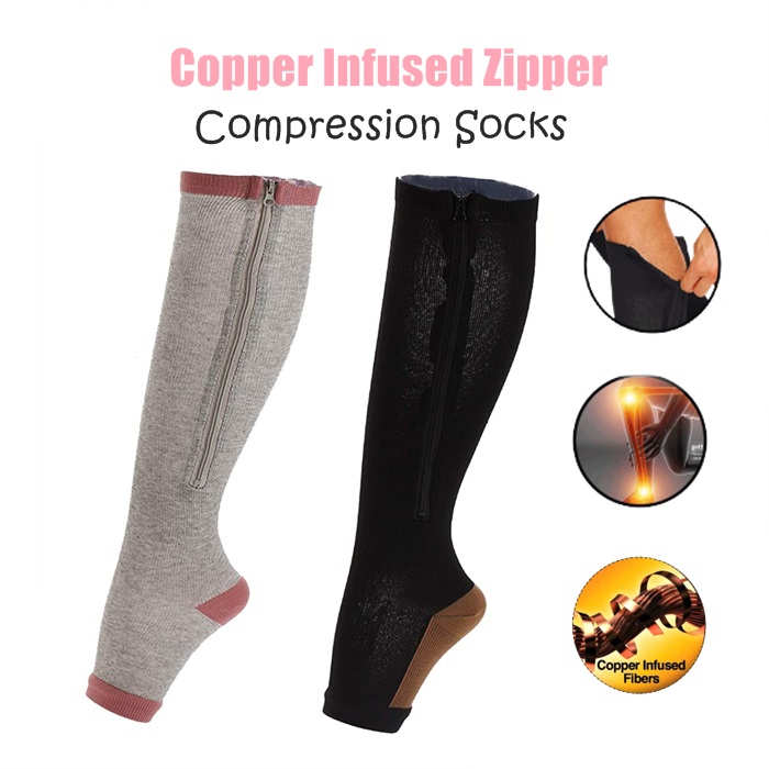 Buy Open Toe Knee Length Zipper Compression Stockings Women Slim Sleeping  Beauty Leg-Support Medical Prevent Varicose Veins, car accessories, pet, electrical, cosmetics