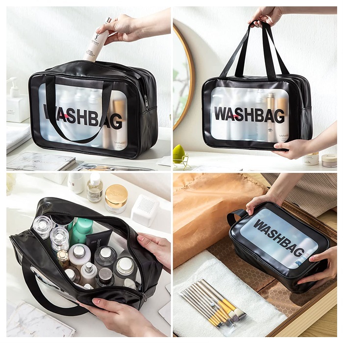 Buy Makeup Bag INS Large-Capacity Portable Travel Wash Bag Transparent ...