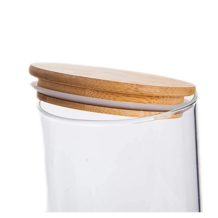 Buy Cookie Jar, Glass Kitchen Canisters with Airtight Bamboo Lid, Glass ...