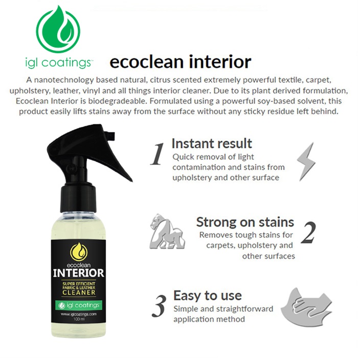 Buy IGL Coatings Ecoclean interior - Multipurpose Car House Interior Cleaner  (100ml), car accessories, pet, electrical, cosmetics