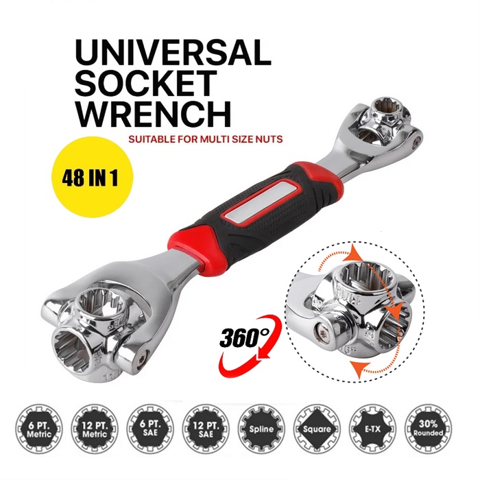 Buy Universal Wrench 8 in 1 Socket Wrench Multi Wrench Tool with 360 ...