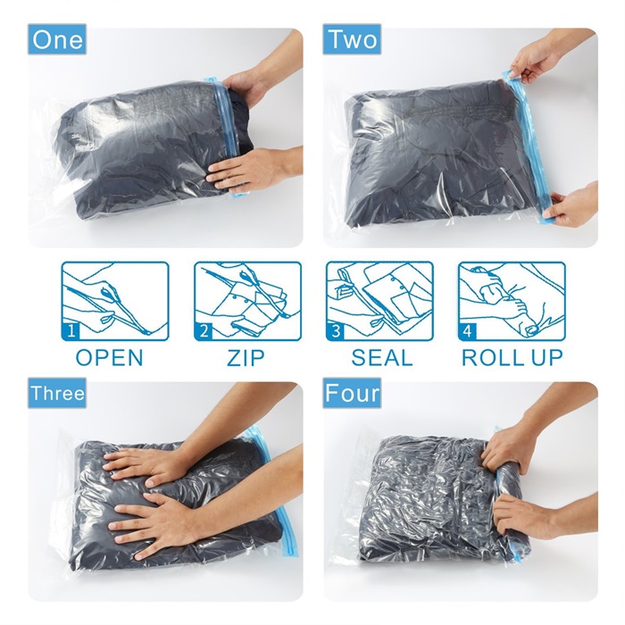 1/2/5Pcs Vacuum Bag Travel Space Saving Roll up Compression