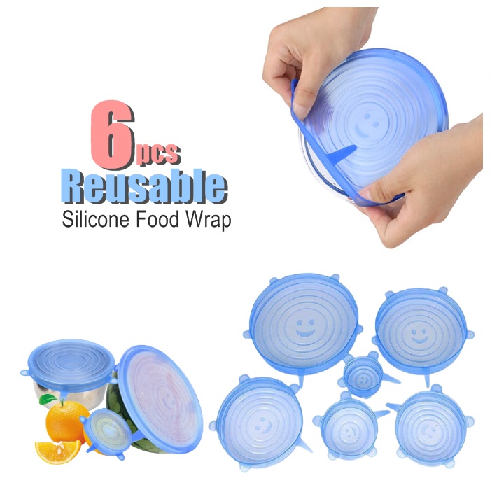 Buy 6PCS Reusable Silicone Wrap Food Fresh Keeping Wrap Kitchen Tools ...