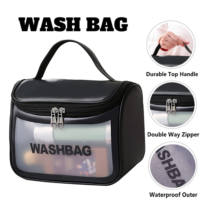 Spend the Night Bag (PVC) - Transparent Waterproof Cosmetic Bag, PVC Clear  Makeup Organizing Bags With Zipper Perfect for Bathroom, Travel 